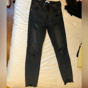 Black skinny ripped cutoff jeans